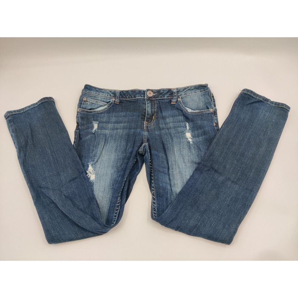 Arizona Jean Co Womens Skinny Distressed Medium Wash Denim Jeans Size 13 Average